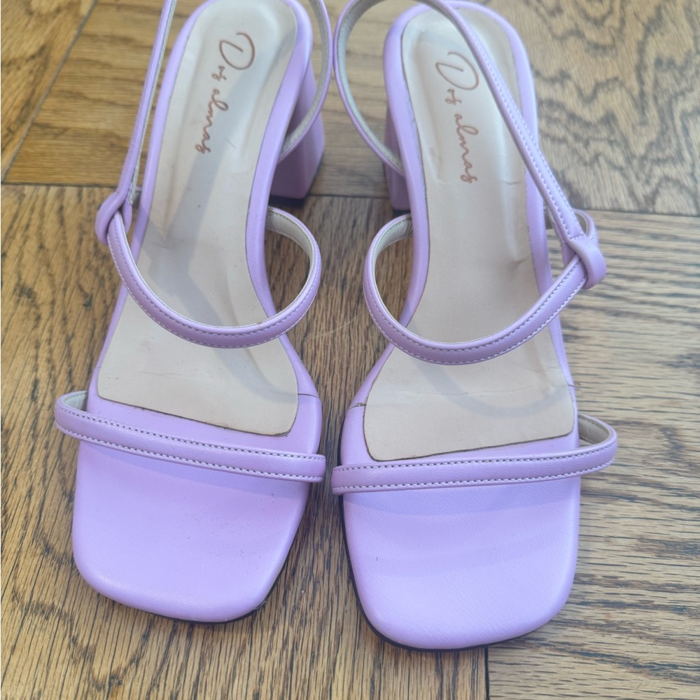 Lilac Leather Strap Sandal Block Heel